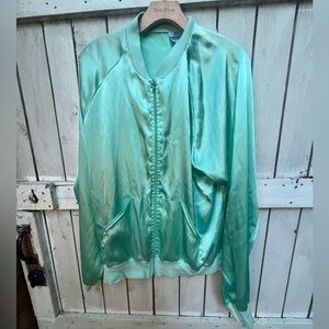 Mint green satin members only jacket size large menswear American apparel